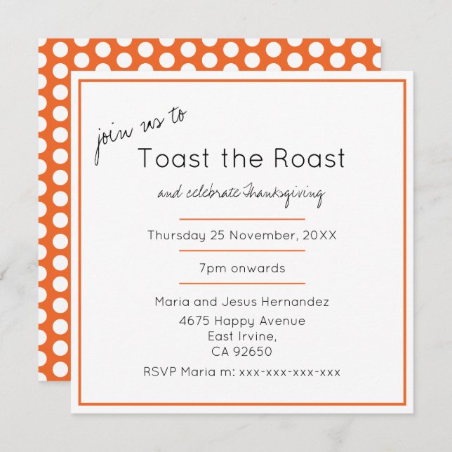 Convite Brinde ao Partido Jante Moderno de Ação de Graças (Frente/Verso)