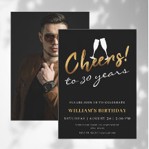 Brinde aos 30 Anos Foto de Aniversário Adulto Dour