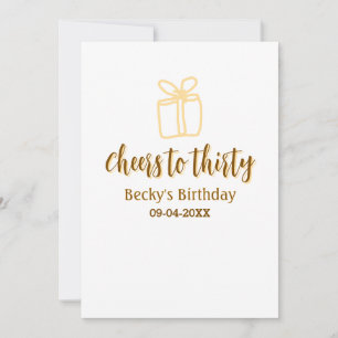 Convite Brinde aos trinta presentes de aniversário pastel