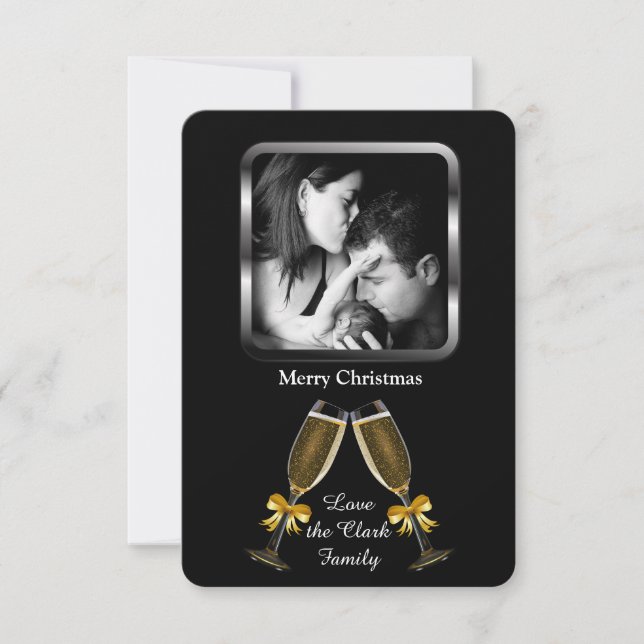 Convite Brinde de Champanhe Elegante Foto Personalizada (Frente)