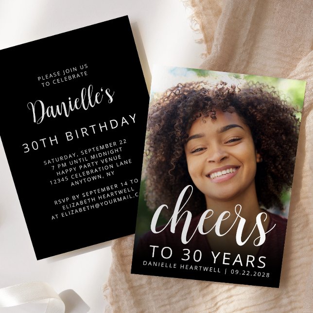 Convite Brinde de Foto Personalizada Aniversário de 30 Ano (Criador carregado)