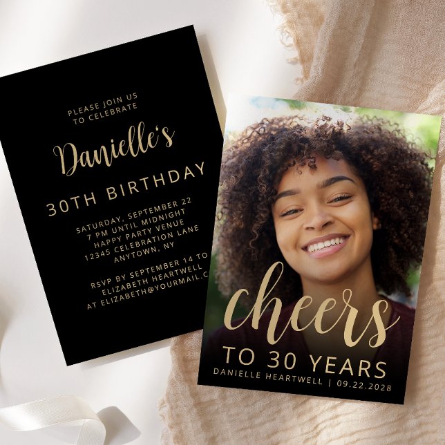 Convite Brinde de Foto Personalizada Aniversário de 30 Ano (Criador carregado)