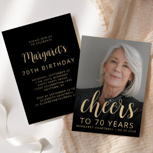 Convite Brinde de Foto Personalizada para Festa de 70 Anos