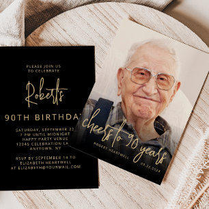 Convite Brinde de Foto Personalizada para Festa de 90 Anos