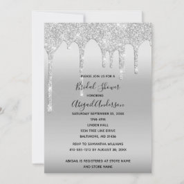 Convite Brinde de Noiva com Brilho Prateado Glam Moderno