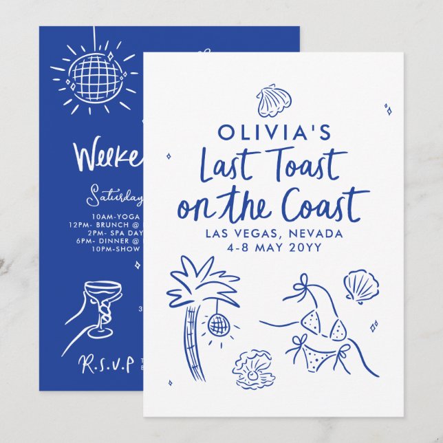 Convite Brinde de torrada de mão branca na costa (Frente/Verso)