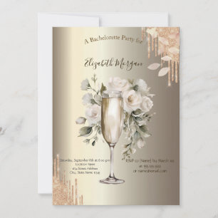 Convite Brinde de Vidro Floral com Glitter Drips para Desp