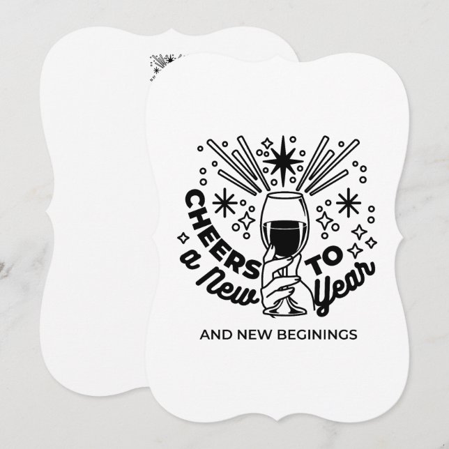 Convite Brinde para uma Celebração de Ano Novo Design (Frente/Verso)