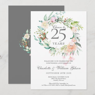 Convite Brindemos a 25 Anos Rosas de Aniversário de Prata