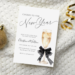 Convite Brindemos ao Ano Novo Champagne Elegante Ano Novo