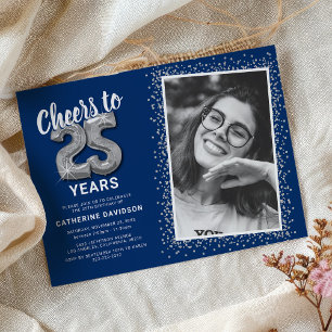 Convite Brindemos aos 25 Anos de Aniversário de Foto Prate