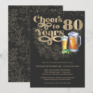 Convite Brindemos aos 80 Anos Festa de Aniversário de Ma