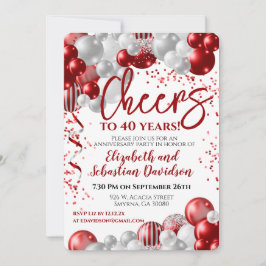 Convite Brindes a 40 Anos Vermelho 40º Aniversário