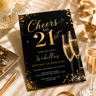 Convite Brindes aos 21 Champanhe Aniversário de 21 anos