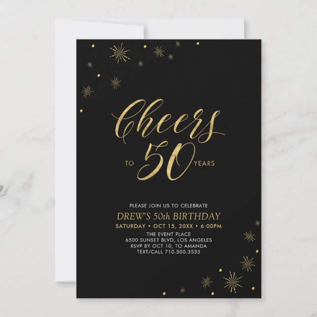 Convite Brindes aos 50 | Festa de Aniversário de 50 anos D (Frente)