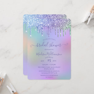 Convite Brindes de Chuva de Glitter Dourado e Arco-íris