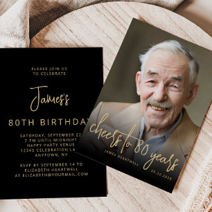 Convite Brindes de Foto Personalizada para Festa de 80 Ano