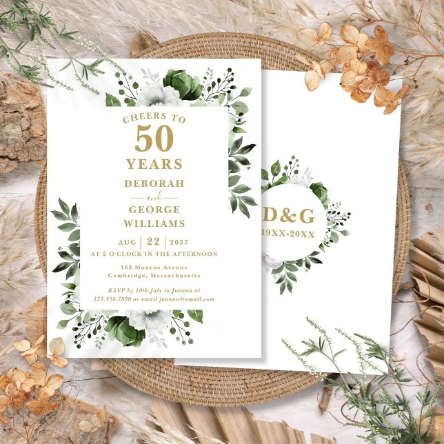 Convite Brindes de Ouro para 50 Anos de Bodas (Gold Cheers To 50 Years Wedding Anniversary Invitation)
