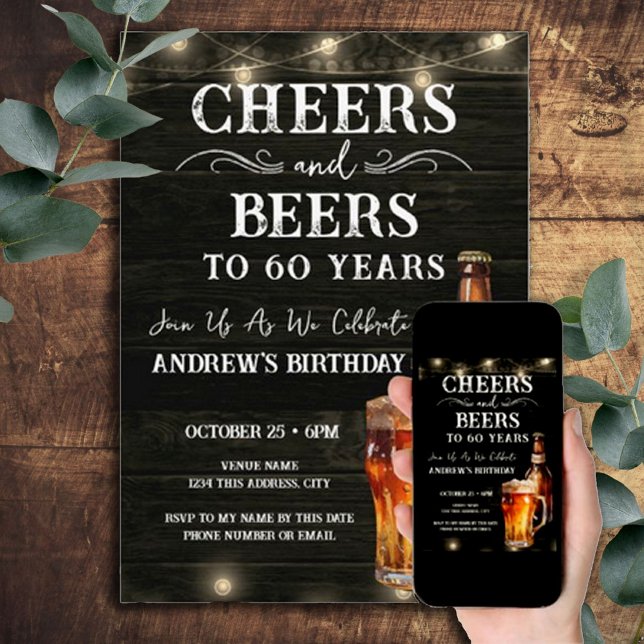 Convite Brindes e Cervejas Luzes de Bar de Aniversário de  (Criador carregado)