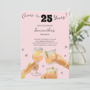 Convite Brindes Modernos de Garota para Festa de Aniversár