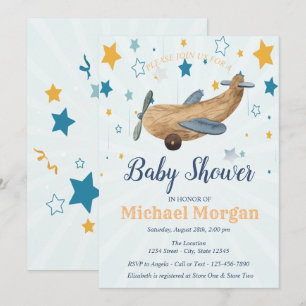Convite Brinquedo de Avião, Chuvinha de Estrelas Baby Show