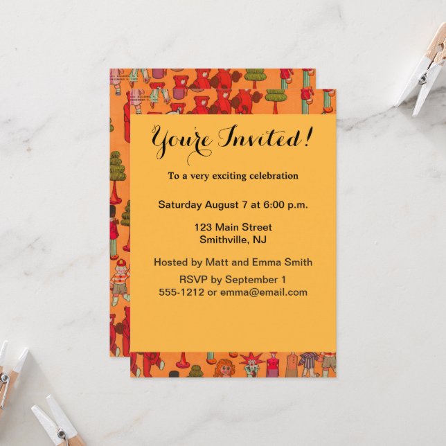 Convite Brinquedo de Natal Antigo Crianças Jogam (Frente/Verso In Situ)