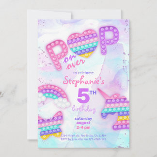 Convite Brinquedo fidget pop unicórnio arco-íris aniversár