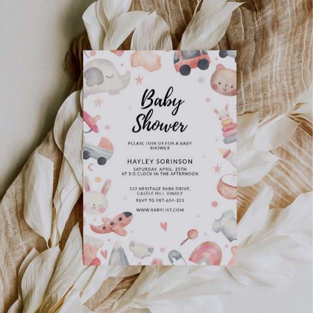 Convite Brinquedos de Chá de fraldas de Casamento (Wedding Baby Shower Toys Invitation)