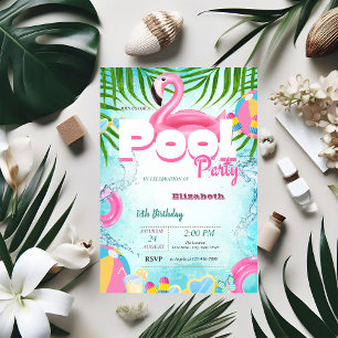 Convite Brinquedos de Piscina Festa de Aniversário de Verã