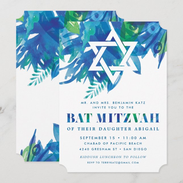 Convite Brisa de Bat Mitzvah (Frente/Verso)
