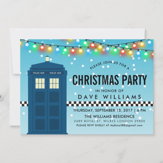 Convite British Police Box Themed Surprise Party (Frente)