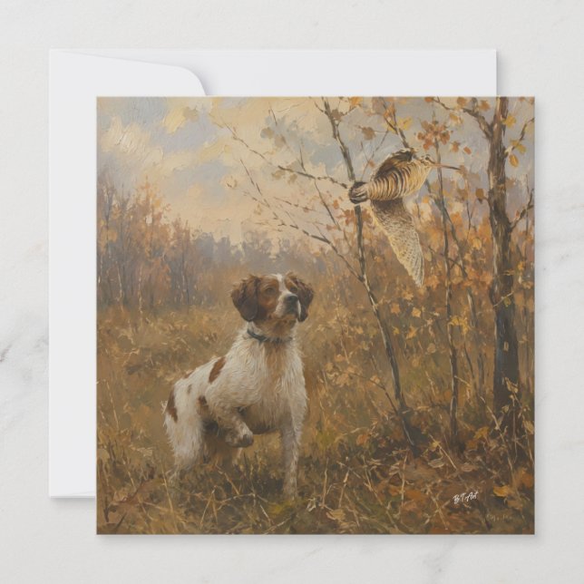 Convite Brittany Spaniel – Caça à Galinhola Arte (Frente)