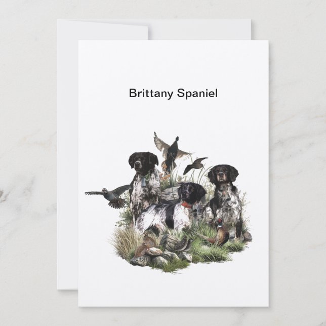 Convite Brittany Spaniel, Paixão por Aves (Frente)