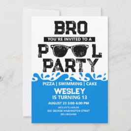 Convite BRO Blue Pool Party Boy Birthday