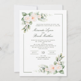 Convite Brock Miranda Sage Blush Floral Watercolor Wedding