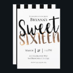 Convite Bronze Branco Negro Moderno Sweet 16 Sessenta Part<br><div class="desc">Personalizar para o seu evento.</div>