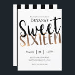 Convite Bronze Branco Negro Moderno Sweet 16 Sessenta Part<br><div class="desc">Personalizar para o seu evento.</div>