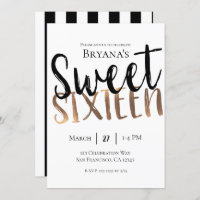 Bronze Branco Negro Moderno Sweet 16 Sessenta Part