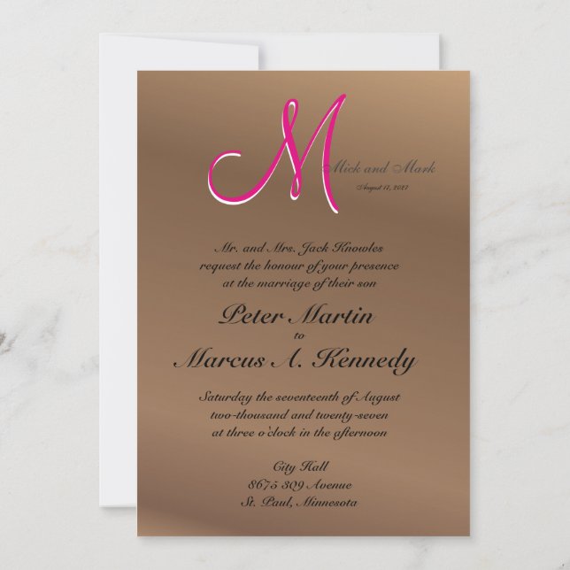 Convite Bronze Copper Pecan Carvalho Personalizável Escuro (Verso)