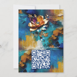 Convite Bronze de abstrato, cor azul-ouro, estilo barroco