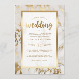 Convite Bronze Moderno e Casamento Marble