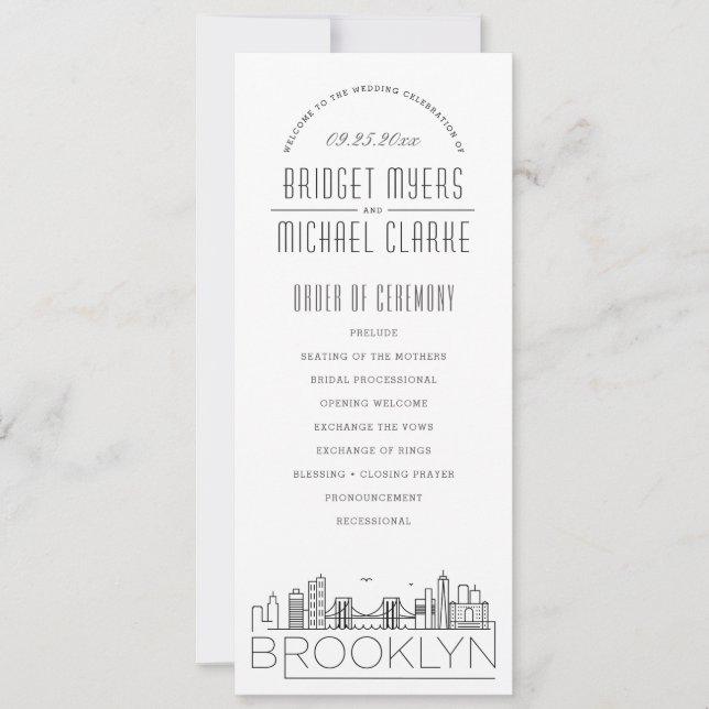 Convite Brooklyn | Programa de Casamento por Deco Moderno (Frente)