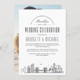 Convite Brooklyn Wedding   Skyline Moderno Deco