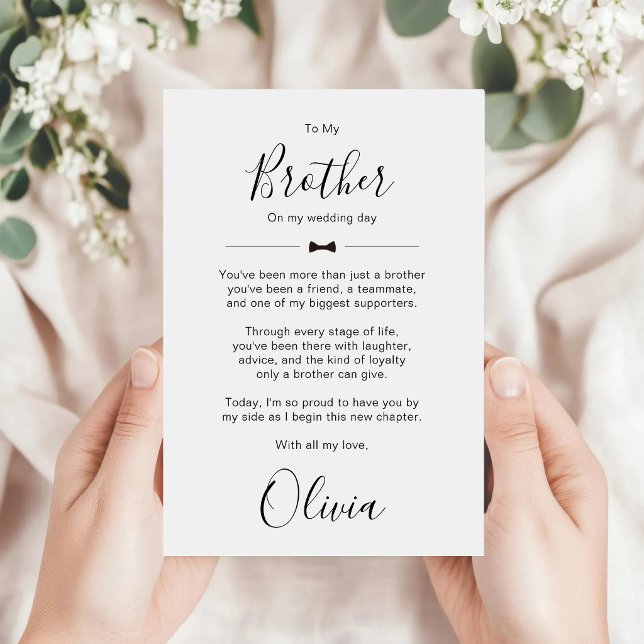 Convite Brother Of The Bride Personalized Wedding Message  (Criador carregado)