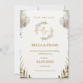 Convite Brown and Cream Watercolor Salvar a Data Casamento