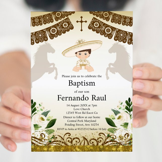 Convite Brown Baptism para Menino (Criador carregado)