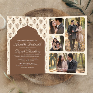 Convite Brown Cream Ikat All in One Indian Weds