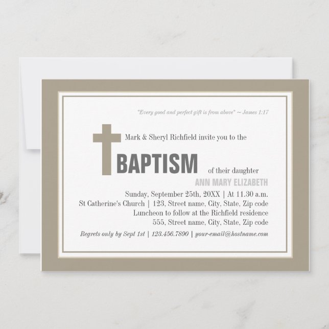 Convite Brown Cross Baptism (Frente)