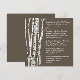 Convite Brown elegante com árvores de vidoeiro que Wedding