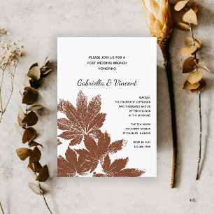 Convite Brown Fall Leaf Stamp Posta Casamento Brunch